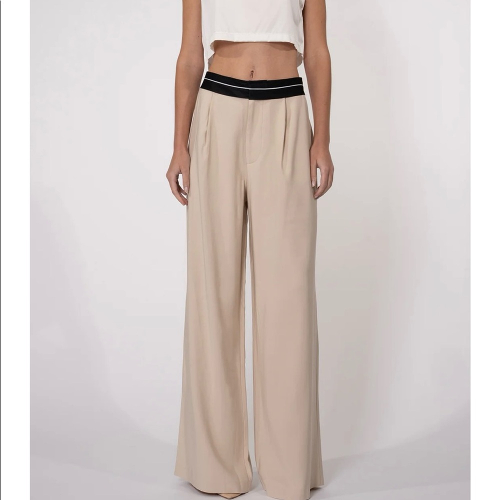 Rebecca Pant in Crema; Khaki Trousers